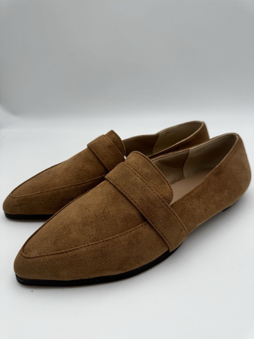 Women’s Brown Suede Loafers Flats Pointed Toe EU 42 US 11